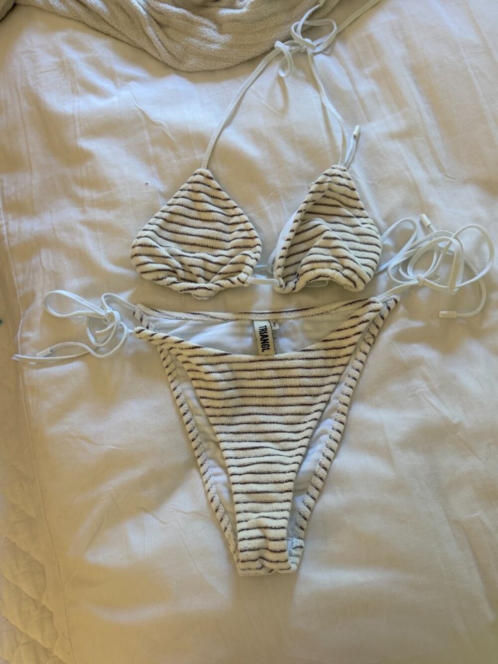 Triangl White Terry Towelling Traingle Bikini - Picture 3 of 3